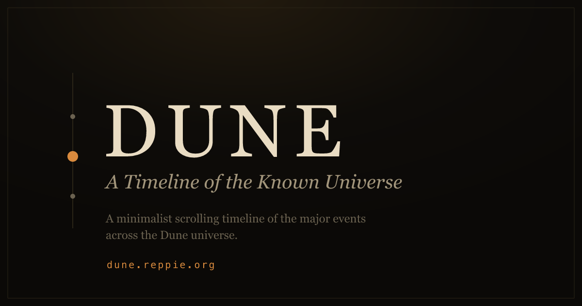 Dune Timeline — a minimalist scrolling timeline of the Dune universe. dune.reppie.org